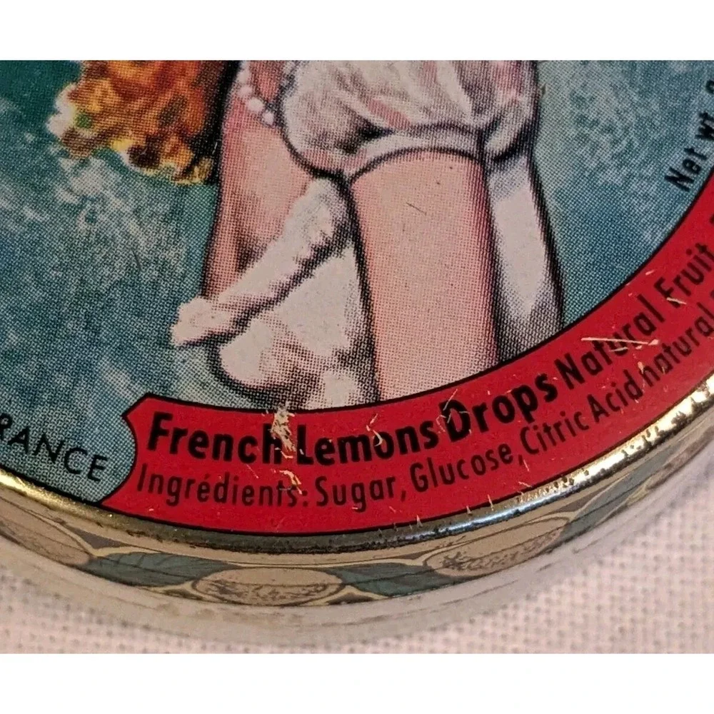 French Tart Advertising Tin Lemons La Vosgienne Petite Drops France Trinket Vtg